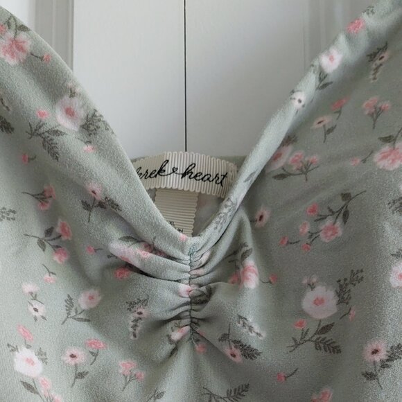 derek heart Green Floral Crop Tank Juniors Size XL - Picture 3 of 12